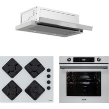 Afm Tech ve Ferre Markalı /mirao Beyaz Ankastre Set ( D037 Sürgülü Aspiratör + FM7701 + FM-BD2201 )