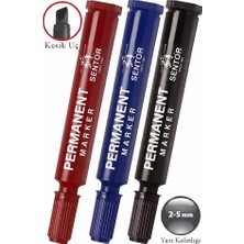 Artlantis 3 Renk Permanent Markör Kalem Kesik Uç 3 Adet Sentör Kalıcı Marker Kalem Tüm Koli Karton Çuval Cam Plastik Yüzeylerde