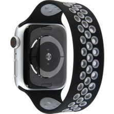 Pileli Store Newface Apple Watch 38MM Ayarlı Delikli Silikon Kordon - Siyah-Gri