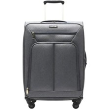 Mçs Unısex Ultra Hafif ve Lüx Kapağı Körüklü Çok Gözlü 360 Derece Döner 4 Teker Kumaş  Valiz