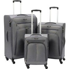 Mçs Unısex Extra Hafif Lüx  Kapağı Körüklü Suya Dayanıklı 360 Derece Döner 4 Teker Kumaş 3'lü Valiz Set