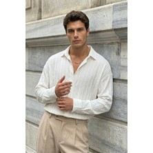 Livio Ferri Maze Premium Oversize Erkek Gömlek Dokulu Çizgili