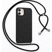Coverzone iPhone 11 ile Uyumlu Özel Üretim Ayarlanabilir Ipli Boyun Askılı Silikon Kılıf Kadife Iç Yapılı Viper Boyun Çapraz Taşıma Özellikli Asılabilen Ipli Telefon Kılıfı Siyah