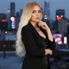 Alvera Fiber Sen Uzun Su Daası Peruk / Balköpüğü / Platin Uzun Ombreli