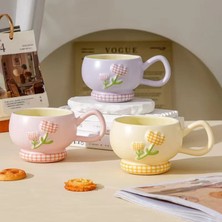 Pileli Store Lale Motifli Seramik Bardak
