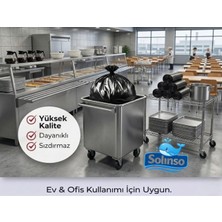 Solınso Kalın Çöp Torbası 10’lu 300 gr x 5 Rulo Siyah Çöp Poşeti 80X110 cm Jumbo Endüstriyel Çöp Torbası