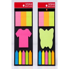 Artlantis Giysi Kelebek Şekilli Yapışkanlı Not Kağıdı 5 Renk 2 Adet Neon Renkler Neon Ayraç Karışık Şekilli Fosforlu Not Kağıdı