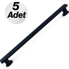 Badem10 Özen Mat Siyah Çekmece Dolap Kulp 224 mm 5 Adet Modern Kapak Kulbu Şık Dayanıklı Metal Tasarım