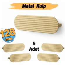 Badem10 Aytuğ Metal (128 Mm-12.8 Cm) Mat Altın Kulp (5 Adet) Mobilya Mutfak Çekmece Dolap Kapak Kulbu Kulpu