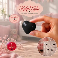 Badem10 Kalpli Siyah Renk Porselen Düğme Kulp (1 Adet) Mobilya Çoçuk Odası Çekmece Dolap Kulpu Kulbu Kulplar