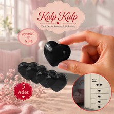 Badem10 Kalpli Siyah Renk Porselen Düğme Kulp (5 Adet) Mobilya Çoçuk Odası Çekmece Dolap Kulpu Kulbu Kulplar
