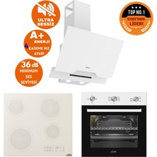 Afm Tech ve Ferre Markalı / Gewa Sessiz Elektr. Vitro. Beyaz Ankastre Set (D064-SA + V6-05 + FM7301)