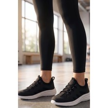 In Step Velentia Esnek Örgü Günlük Kadın Spor Ayakkabı Siyah - Beyaz Taban