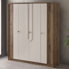 Setay Megan 4 Kapaklı Dolap Vizon/Ceviz Modern Tasarımlı Yonga Levha Malzeme Ayna Yok