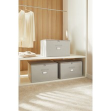 Ocean Home Textile 3'lü Gri Balıksırtı Destekli Kutu Hurç Set 48 x 40 x 30 cm