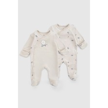 Little Gusto 2'li Organik Pamuk Bej Tulum Seti Little Farm
