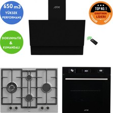 Afm Tech ve Ferre  Marka Griom  Turbolu Inox - Siyah Ankastre Set (ED071-WFA WOK+FM7700+FM3400)