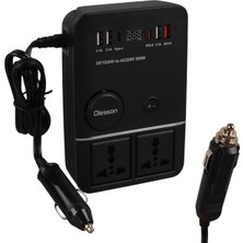 Powermaster Olesson 1661 Dc 12-24V 200W Oto Araç Power Inverter 2x Çakmak Girişi - 2x Type-C - 4x USB - 2x 220V Üniversal Priz