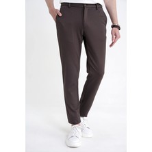 Efor Comfort Fit Beli Lastikli Armürlü Dokuma Esnek Pamuk Kahverengi Jogger Pantolon P 1217