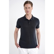 Efor Erkek Slim Fit Modal Kumaş Siyah Çıtçıtlı Polo Yaka Tişört Ts 923