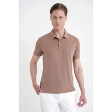 Efor Erkek Slim Fit Modal Kumaş Vizon Çıtçıtlı Polo Yaka Tişört Ts 923