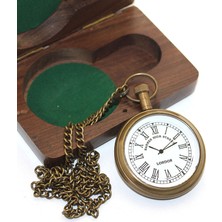 Kont Ahşap Kutulu Pirinç Köstekli Saat Model 4