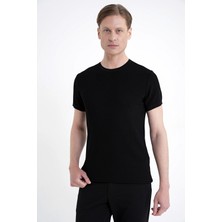 Efor Comfort Fit Rayon Karışımlı Siyah Bisiklet Yaka Tişört Ts 925