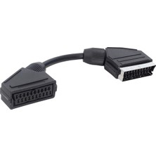 Powermaster Elektromer Scart Erkek-Dişi Ara Kablo 20 cm Siyah Renkli Standart Özellikli
