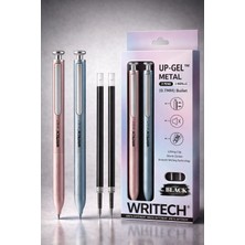 Writech Metal Gövdeli 2'li Jel Kalem Seti - 0.7 mm Uc + 2 Yedek Mürekkep Kapsülü (Siyah Mürekkep)