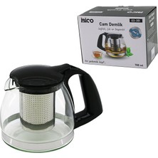 Kont 700ML Cam Demlik Çelik Süzgeçli - Plastik Kulp - Kapak - Krom Çerçeve (5067)