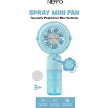 Neffo Taşınabilir Püskürtmeli Mini Fan Vantilatör 3 Kademeli Güçlü Sprey Fan Serinletici
