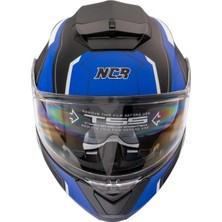 NCR-160E Çene Açılır Gözlüklü E-Ce Belgeli Kask Mavi Grafik