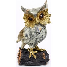 Kont Dolar Baskılı Özel Tasarım Polyester Baykuş - 17X10 cm