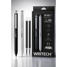 Writech Metal Gövdeli 2'li Jel Kalem Seti - 0.7 mm Uc + 2 Yedek Mürekkep Kapsülü (Siyah Mürekkep)