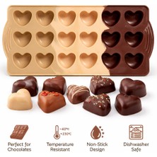 Evolis Kitchen Isıya Dayanıklı Yanmaz Yapışmaz 2li Silikon Kalp  Çikolata ve Buz Kalıbı