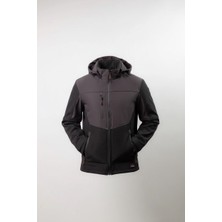 Vatan Tekstil Erkek Softshell Kışlık Kapüşonlu Mont Rüzgar Geçirmez Su Itici Içi Polarlı Kırmızı Siyah