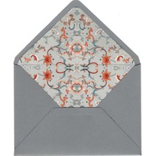 Bazen Defter Çiçek Desenli Gri Zarf