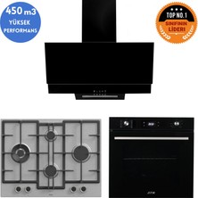 Afm Tech ve Ferre Marka Griar Turbolu Inox Siyah Dijital Ankastre Set (ED071-WFA WOK+FM7700+FM3250)