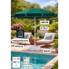 Dogant Yeşil Havuz Plaj Balkon 2mt /10 Telli Şemsiyesi Bidonlu Çantalı