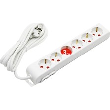 Kont 6lı - 3mt Uzatma Kablo - Topraklı Grup Priz (5067)