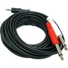 Powermaster PM-13934 3.5 mm Stereo Erkek - 2x6.3 mm Mono Erkek Ses Kablosu (5 Metre)