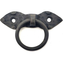 Nemere Antika Tarz Dekoratif Pirinç Yaprak Mobilya Kulbu, Kapı Kilit Halkası - 80 Mm, Oksit