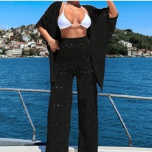 Pamuklu Kimono Takım Kadın – Oversıze Triko Plaj Tatil Kombini