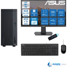 Expertcenter P500MV Core 7-240H 64 GB Ram Ddr5 2 Tb SSD WİN11PRO Asus 27'' Monitör C72408512B0D27RNP18