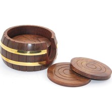 Kont Pirinç Yuvarlak Ahşap Bardak Altı