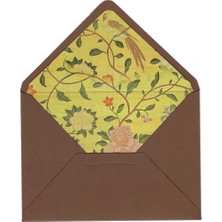 Bazen Defter Şakayık Desenli Kahverengi Zarf