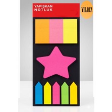 Artlantis Şekilli Yapışkanlı Not Kağıdı 5 Renk 1 Adet Neon Renkler Neon Ayraç Karışık Şekilli Fosforlu Not Kağıdı