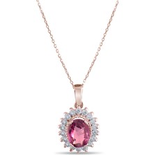 Lial Diamond 1.5 Karat Rhodolite Pırlanta Kolye, Doğal Pırlanta, Sertifikalı Mücevher