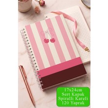 Artlantis Pembe Sert Kapak Spiralli Kareli Defter 17X24CM 120 Yaprak 1 Adet Not Defteri Okul Büro Ofis Defteri