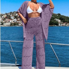 Pamuklu Kimono Takım Kadın – Oversıze Triko Plaj Tatil Kombini